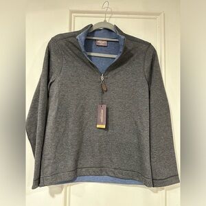 NWT JOHNSTON & MURPHY Boys Reversible Solid Quarter Zip Size Large